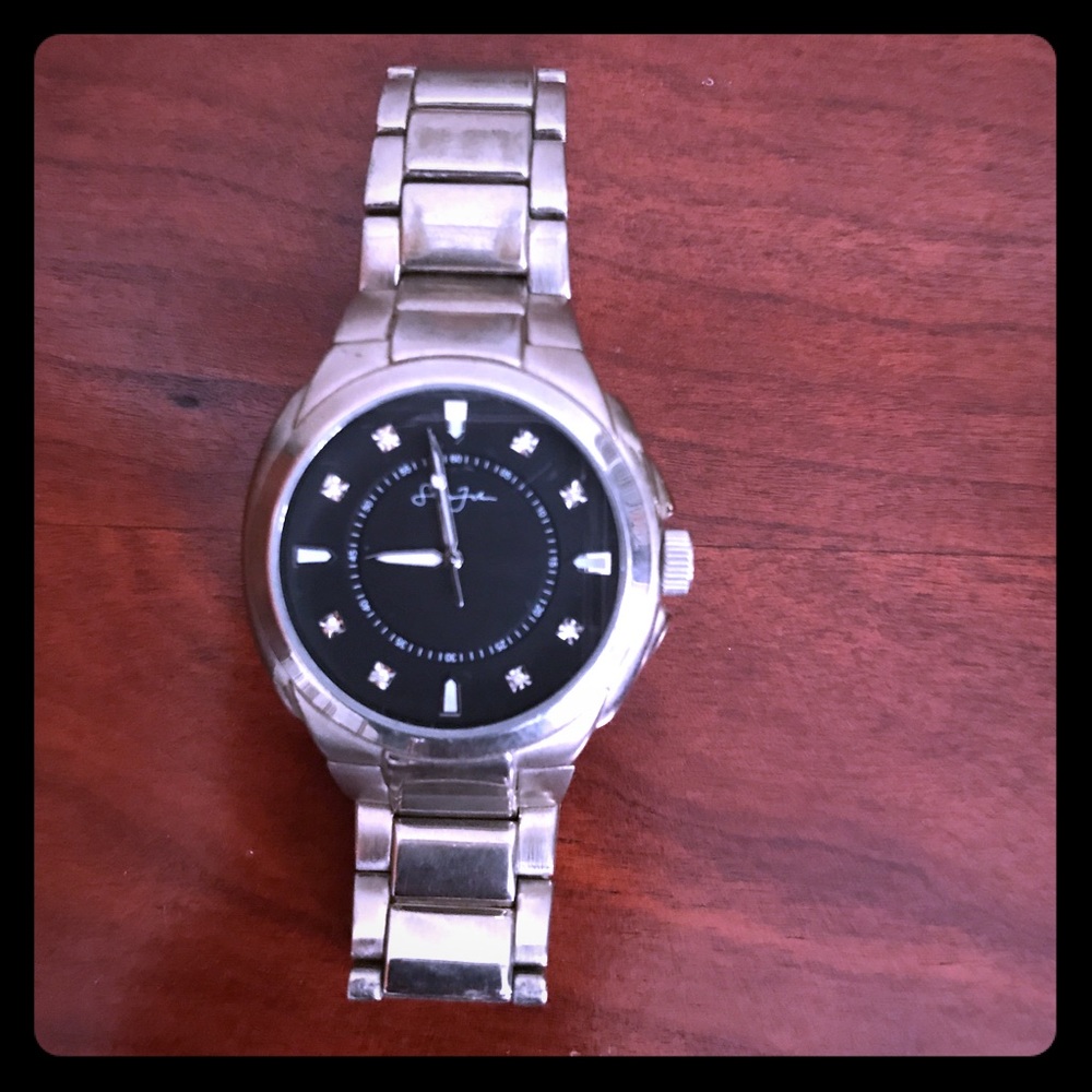 Sean john stainless steel leather watch for men